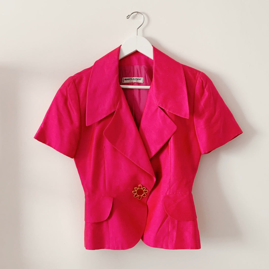 Vintage Yves Saint Laurent Rive Gauche Silk Blazer –  4