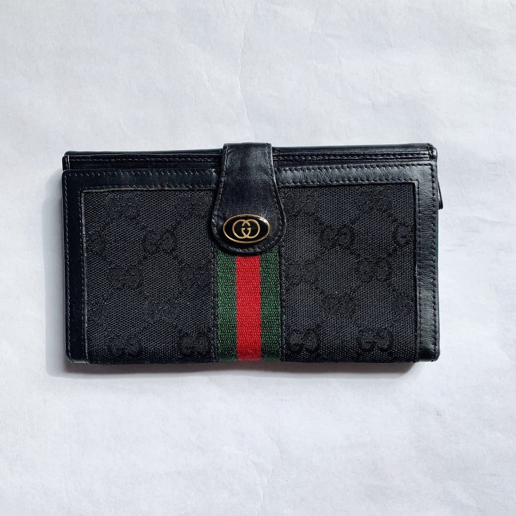 Vintage Gucci Monogram Wallet - Black