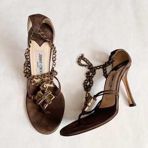 Jimmy Choo Chain Sandal Heels - 37.5