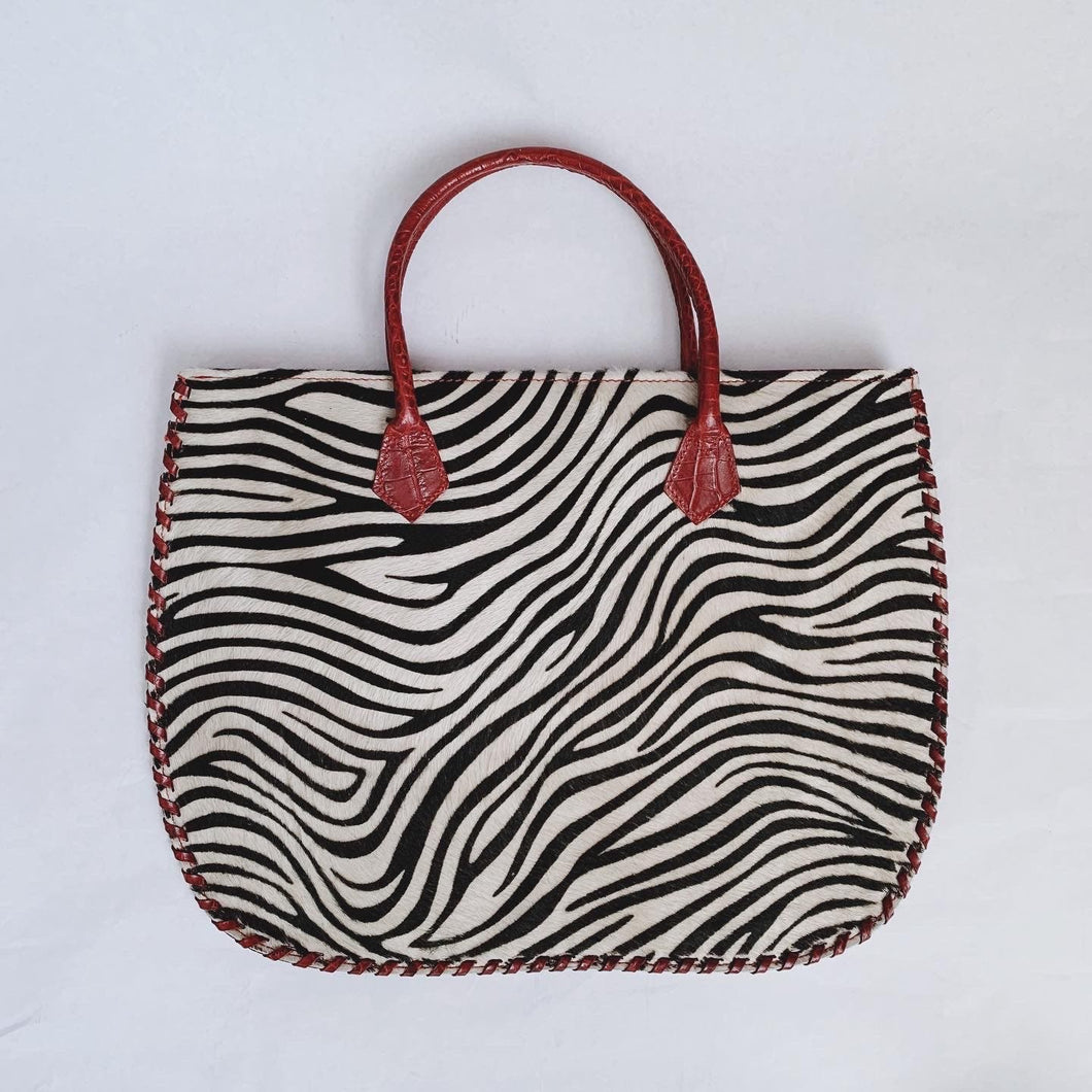 Zebra Print Leather Handbag