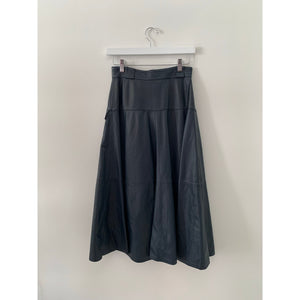 Vintage Vera Pelle Navy Leather Skirt Size - XS