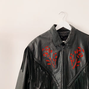 Vintage Fringe Leather Jacket - L