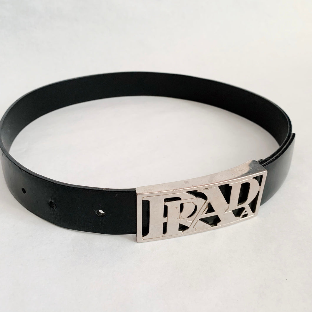 Prada Y2K Chrome Leather Belt Size - XS