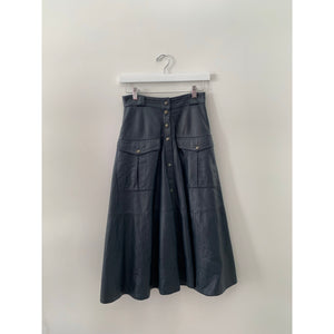 Vintage Vera Pelle Navy Leather Skirt Size - XS