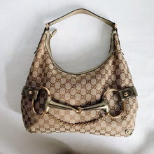 Load image into Gallery viewer, Gucci GG Canvas Horsebit Shoulder Hobo
