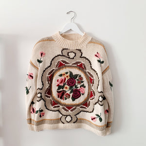 Express Internationale Handknitted Floral Sweater - S