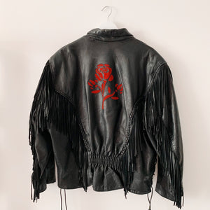 Vintage Fringe Leather Jacket - L