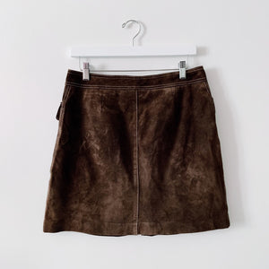 Suede Front Zip Mini Skirt - 6