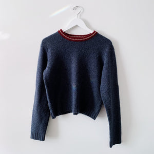 Cropped Crewneck Wool Sweater - S