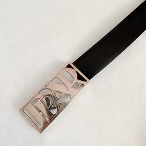 Prada Y2K Chrome Leather Belt Size - XS