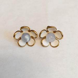 Vintage Gold Tone Glass Earrings