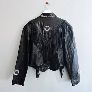 Embellished Fringe Leather Jacket