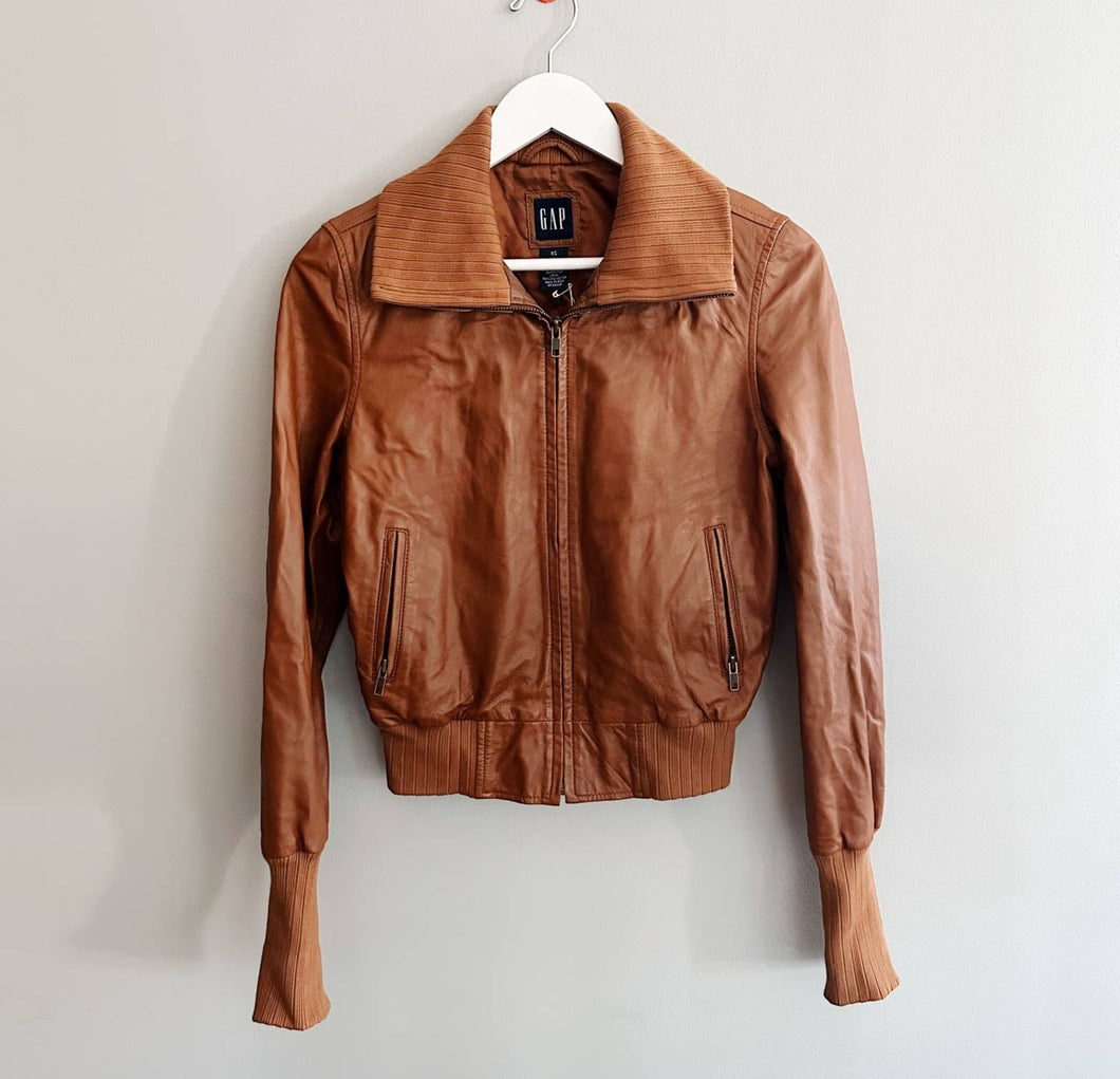 Y2K Zip-Up Leather Jacket -4
