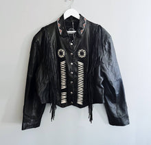 Load image into Gallery viewer, Embellished Fringe Leather Jacket
