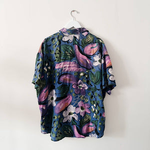 Vintage Floral Silk Shirt