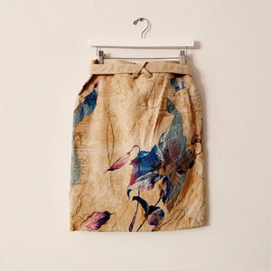 Roberto Cavalli Suede Floral Skirt